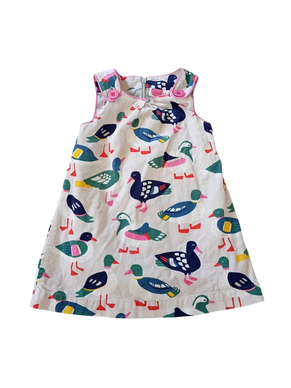 Mini Boden Girls Duck Corduroy Velour Dress Size 2–3T 100% Cotton With Lining